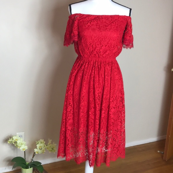 ππ Host Pick Red Lace XS Express Shoulder Dress - Picture 4 of 8